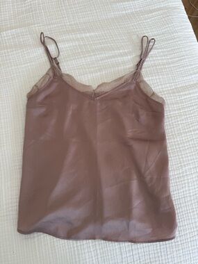 Abercrombie Lace Trim Satin Cami Tank Top - Mauve